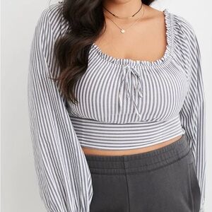 Aerie Ruched Crop Top | Size XL | Long Sleeve | NWT